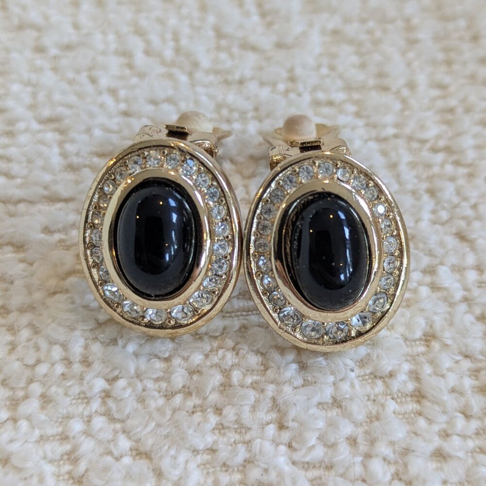 Vintage Christian Dior Clip On Gold Tone Earrings